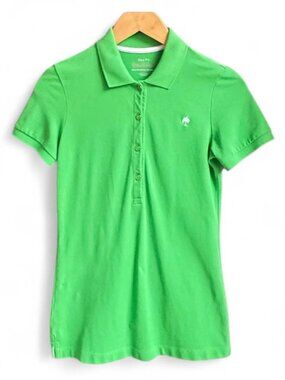 Lilly Pulitzer Green Chic Fit Pima Cotton Polo Shirt - Women's Small